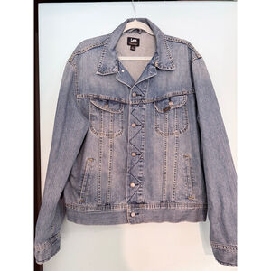 Lee Denim Jacket XL Light Wash Classic Trucker Button Front 100% Cotton